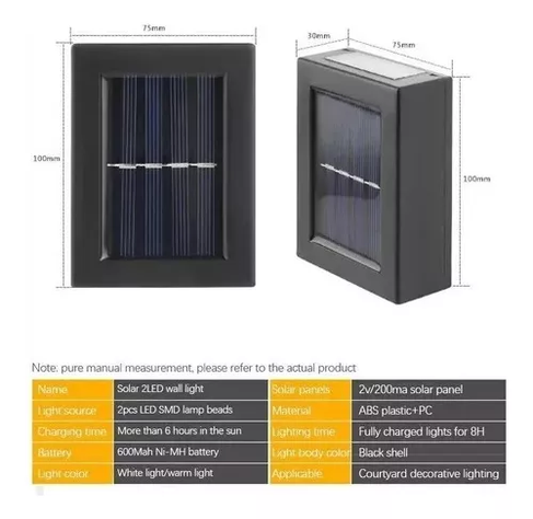 Pack X7 Lámparas Solares Led Exterior Aplique Resiste Lluvia-5