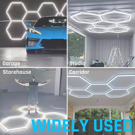 Lámpara Led Hexagonal 6500k Blanco Frío Talleres Restaurante-2