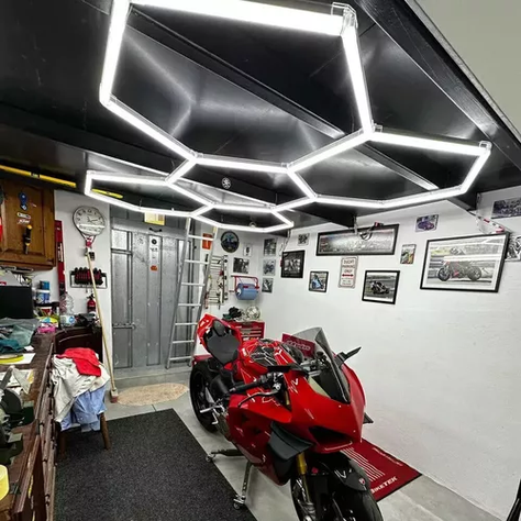 Lámpara Led Hexagonal 6500k Blanco Frío Talleres Restaurante-4
