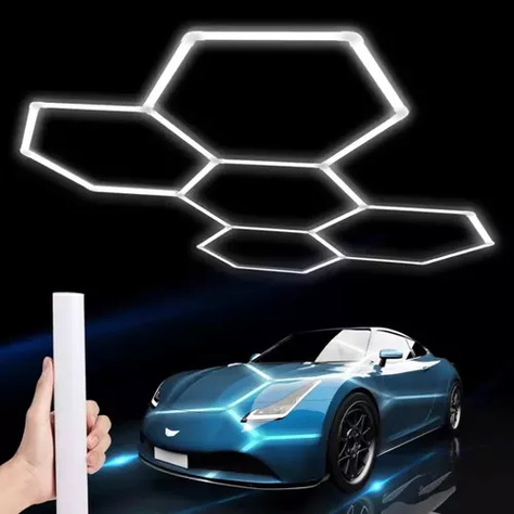 Lámpara Led Hexagonal 6500k Blanco Frío Talleres Restaurante-5