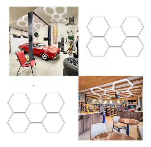 Lámpara Led Hexagonal 6500k Blanco Frío Talleres Restaurante-0