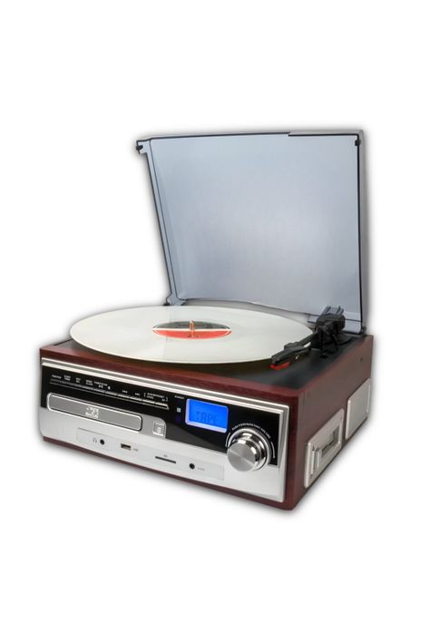 Toca Disco Tornamesa IRT Bluetooth/Aux/Cassette/USB/CD/SD/FM-0
