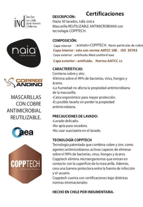 Mascarilla Facial Reutilizable De Cobre Gris  Talla L-2