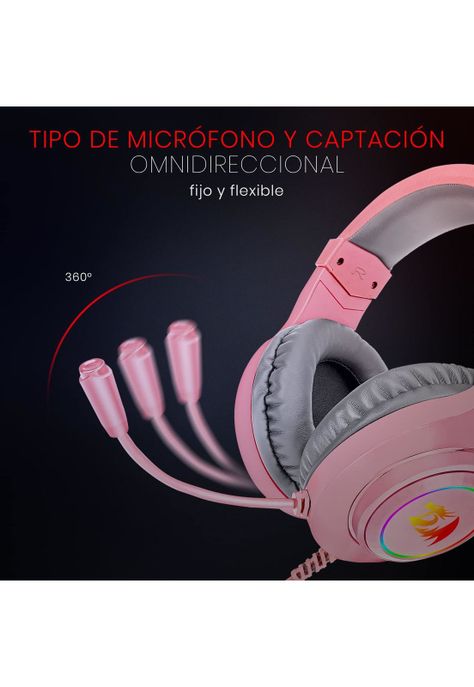 Audífonos Gamer Rosados Multiplataforma Redragon Hylas H260P-9