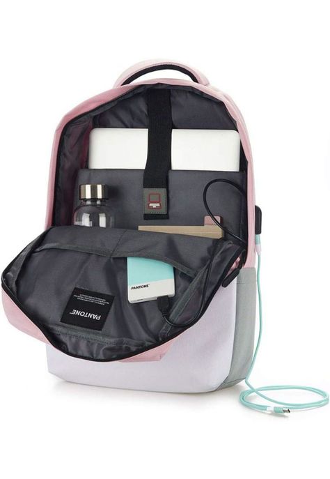 Mochila Rosada Pantone de Notebooks 16” + Cable de Carga USB-1