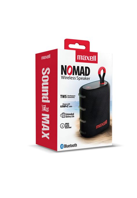Parlante Portatil Maxell Water Resistant IPX5 Nomad Black 5W-2