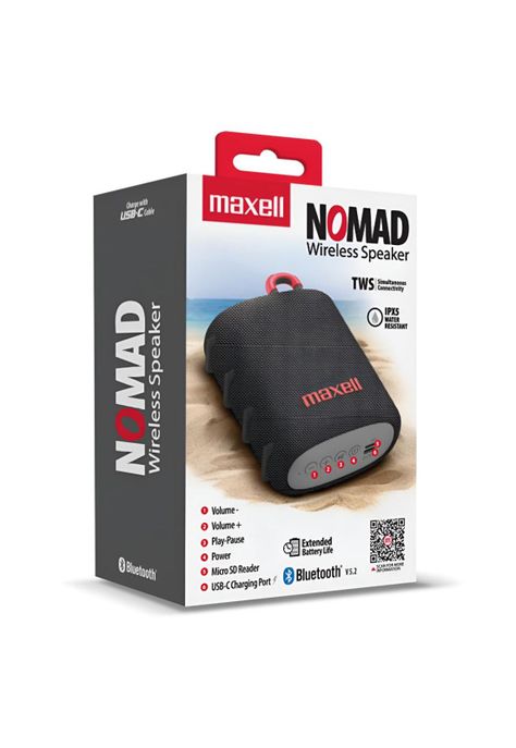Parlante Portatil Maxell Water Resistant IPX5 Nomad Gris 5W-3