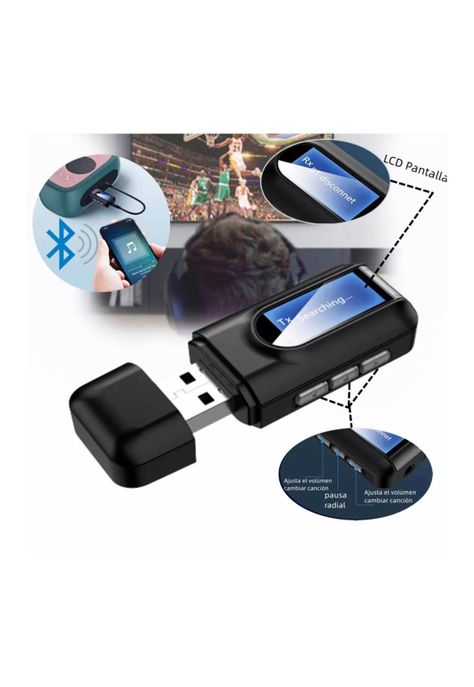 Transmisor y Receptor Bluetooth de Audio y Datos RX - TX  BT 5.0 Pantalla LCD-1