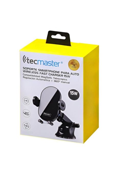 Soporte de Auto con Carga Inalámbrica 15W Tecmaster TM200543-5
