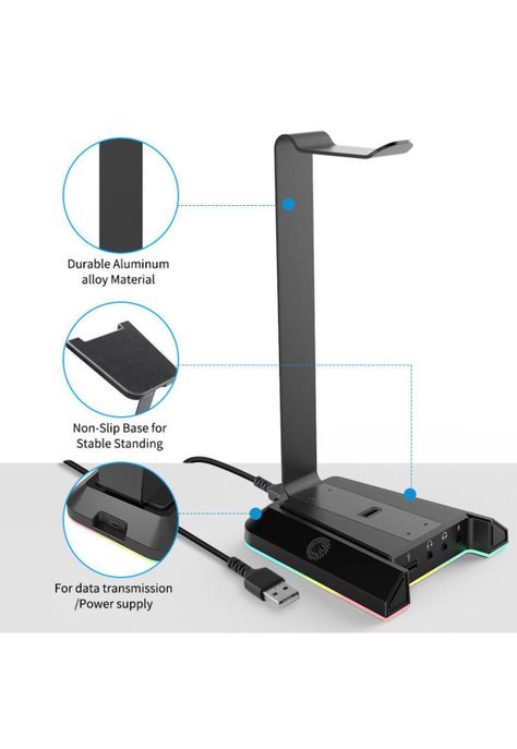 Soporte de Audífonos Full RGB Multimedia 7.1 + Puertos USB-6