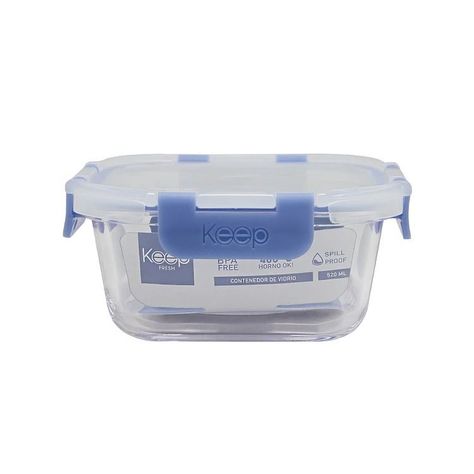 HERMETICO CUADRADO 520ML GLASS KEEP AZUL-0