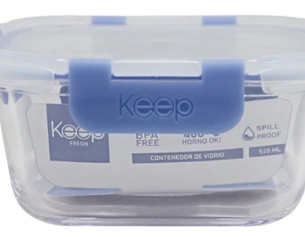 HERMETICO CUADRADO 520ML GLASS KEEP AZUL-1