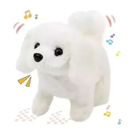 Perrito Blanco Camina y Mueve la cola. Tiene sonido, trae un hueso de accesorio-1