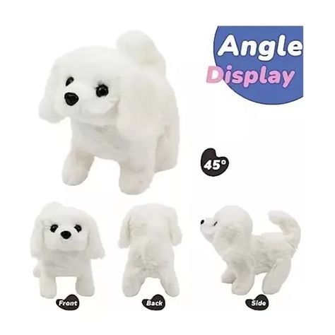Perrito Blanco Camina y Mueve la cola. Tiene sonido, trae un hueso de accesorio-4