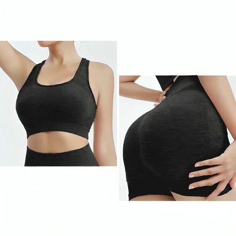 Conjunto Deportivo Para Gym Yoga Peto Y Short Levanta Gluteo Negro-1