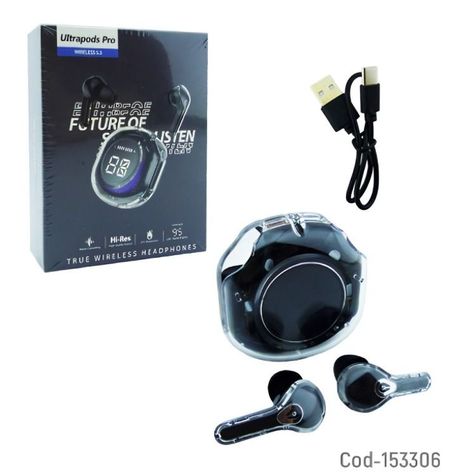 AUDIFONO TRU WIRELESS BLUETHOOTH CON PANTALLA ULTRAPOD NEGRO-2