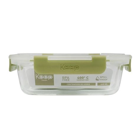 HERMETICO RECTANGULAR 640ML GLASS KEEP VERDE-0
