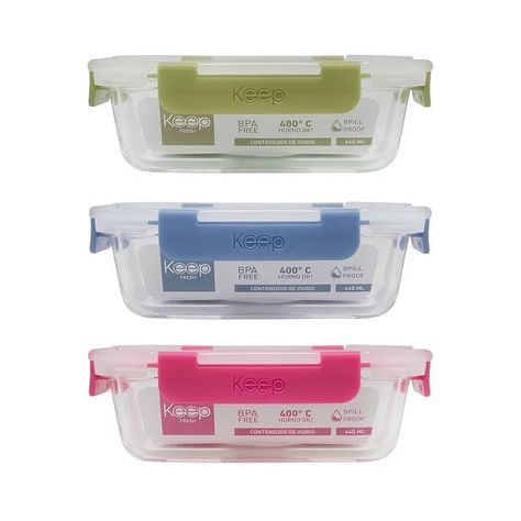 HERMETICO RECTANGULAR 640ML GLASS KEEP VERDE-2
