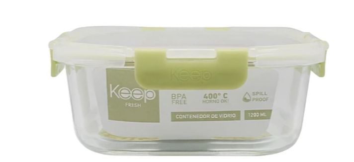 HERMETICO CUADRADO 2200ML GLASS KEEP VERDE-0