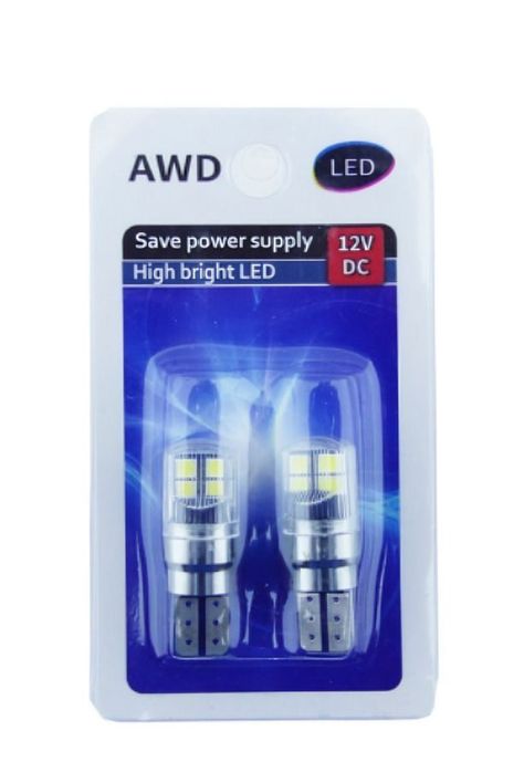 LED T-10 COLA DE PESCADO LED 3030 8 LED AWD 5W 12/24V BLANCA SET X 2 PCS EN BLISTER-1