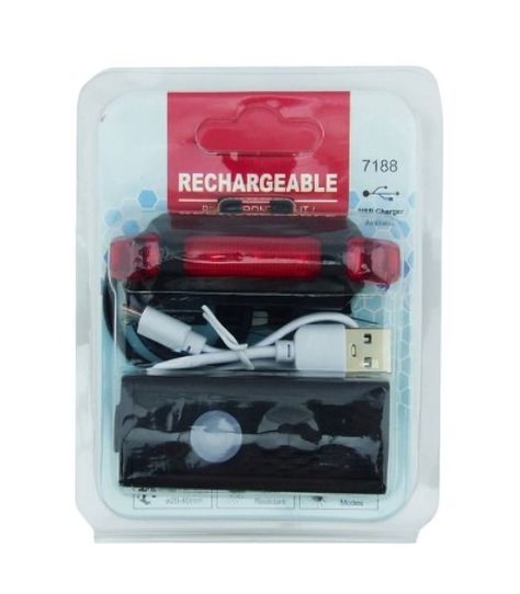 SET LUZ BICI DELANTERA Y TRASERA LED MOD 7188 USB RECARGABLE BLISTER-2