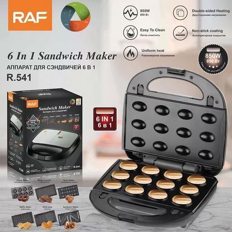 Maquina 6 En 1 Waflera Electrica Sandwichera Grill Donas R541-3