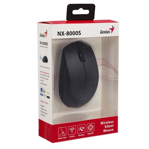 MOUSE INALAMB NEGRO SILENCIOSO AMBIDIESTRO  NX-8000S  -0