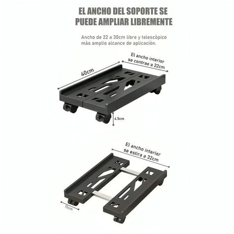 Base/soporte De Cpu Expandible Retráctil Con Ruedas Y Freno-2