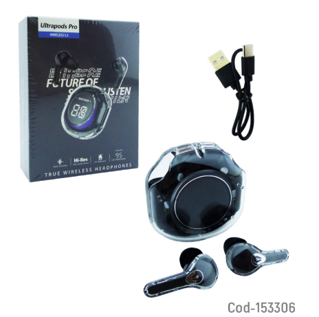 AUDIFONO TRU WIRELESS BLUETHOOTH CON PANTALLA ULTRAPOD BLANCOS-2