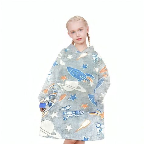 Polerón De Franela Con Capucha Para Niños Luminoso Diseños Espacial-0