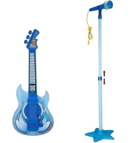 Guitarra azul con microfono pedestal modelo HD-776-1