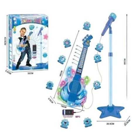 Guitarra azul con microfono pedestal modelo HD-776-3