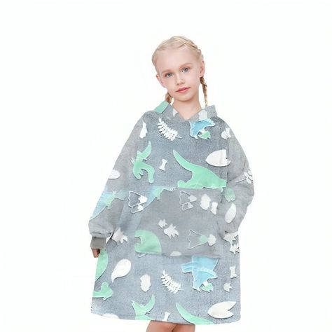 Polerón De Franela Con Capucha Para Niños Luminoso Diseños Dinosaurio-0