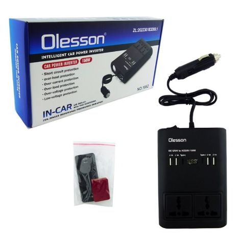 INVERSOR DE VOLTAJE 12V OLESSON CON 4 USB Y 2 TYPE-C 150W -2