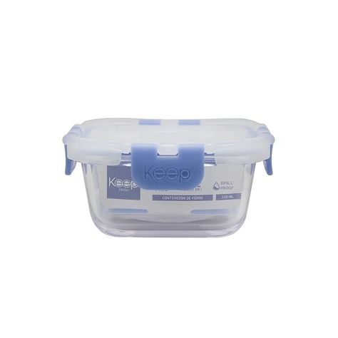 HERMETICO CUADRADO 320ML GLASS KEEP AZUL-0