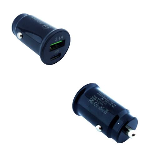 CARGADOR 1 USB Y TYPE-C 3.1A 12 VOLT 2 COLOR NEGRO -1