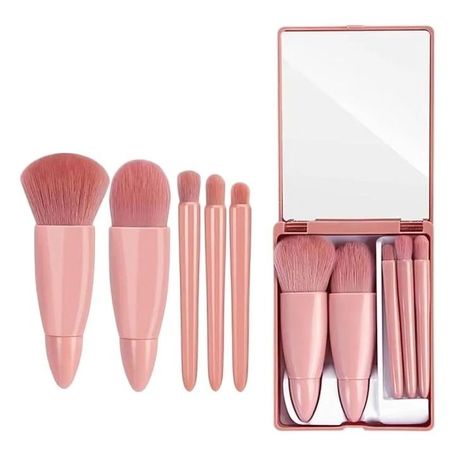 Set 5 Brochas De Maquillaje Con Estuche Espejo-1