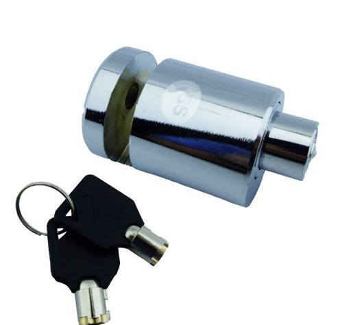 CANDADO PARA FRENO DISCO MINI REDONDO CROMADO CON 2 LLAVES-0