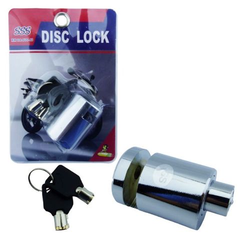 CANDADO PARA FRENO DISCO MINI REDONDO CROMADO CON 2 LLAVES-2