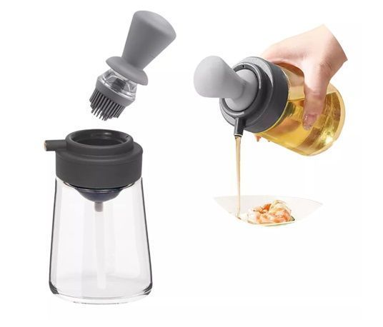 Dispensador Aceite Vidrio 2 En 1 Con Brocha Silicona-1