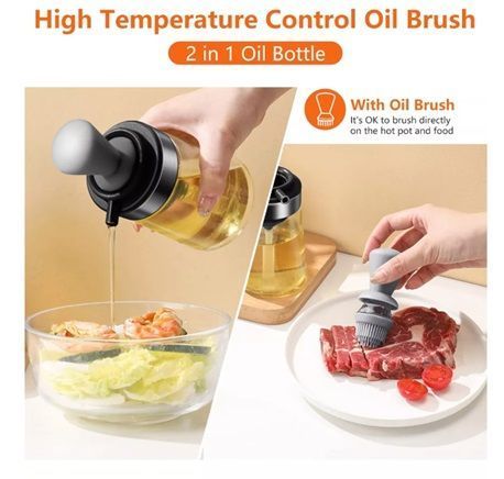 Dispensador Aceite Vidrio 2 En 1 Con Brocha Silicona-4
