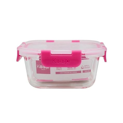 HERMETICO CUADRADO 520ML GLASS KEEP FUCSIA-0