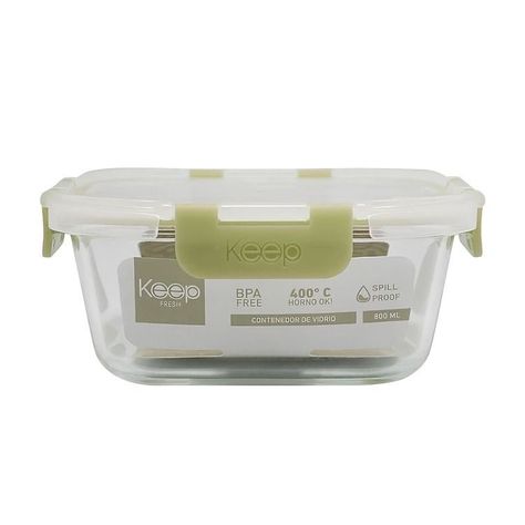 HERMETICO CUADRADO 800ML GLASS KEEPVERDE-0