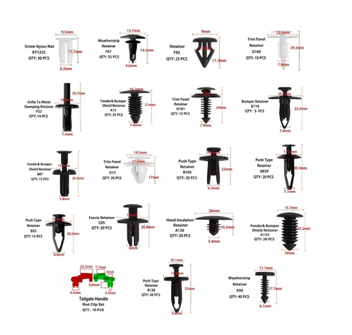 Kit 460 Clips Fijacion Broche Retencion Plastico Tapabarro-1
