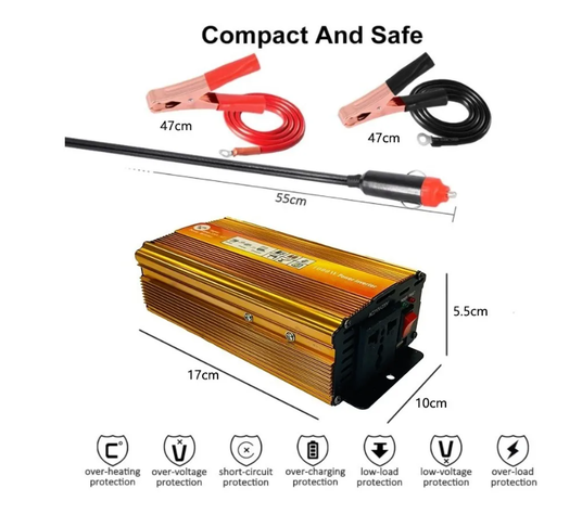 Conversor Inversor De Energia Auto 12v A 220v 1000w-3