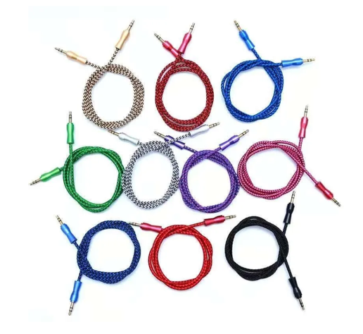 X5 Cable Auxiliar Audio Plug 3.5 Mm 1 Metros Premium Nylon-0