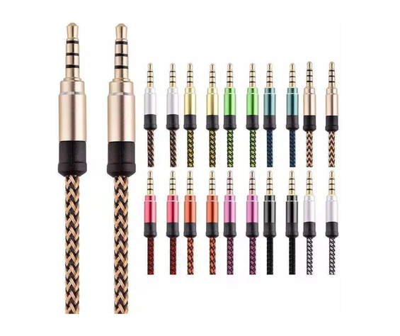 X5 Cable Auxiliar Audio Plug 3.5 Mm 1 Metros Premium Nylon-1
