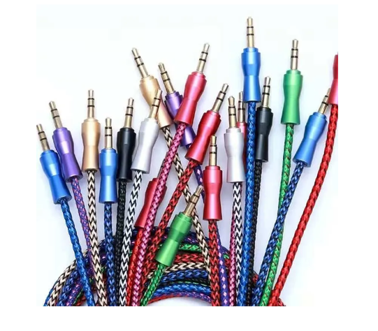 X5 Cable Auxiliar Audio Plug 3.5 Mm 1 Metros Premium Nylon-4