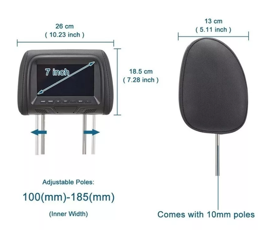 Par Monitor Coche Universal 7in Auto Reposacabezas Mp5 Video-2