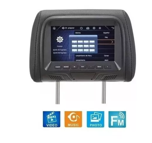 Par Monitor Coche Universal 7in Auto Reposacabezas Mp5 Video-3